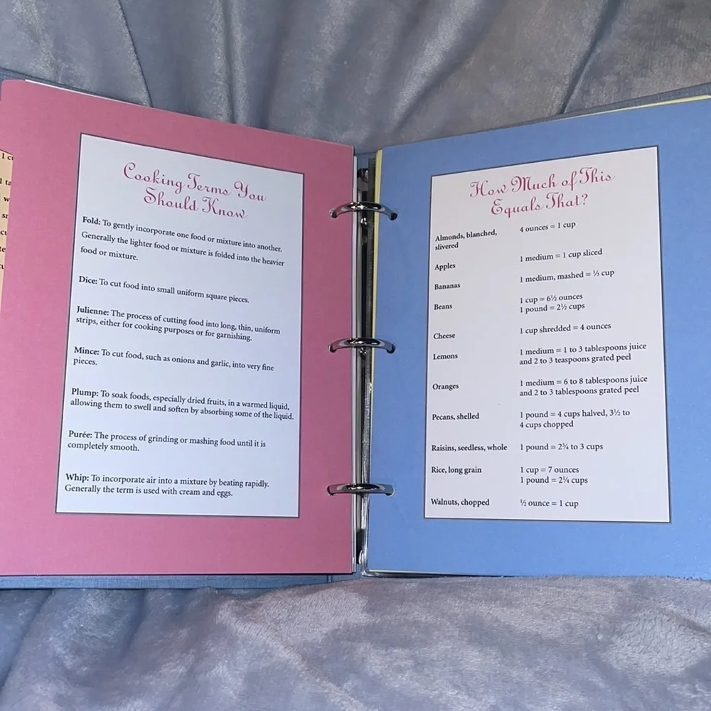 Cherry theme new cookbook with dividers & cooking tips